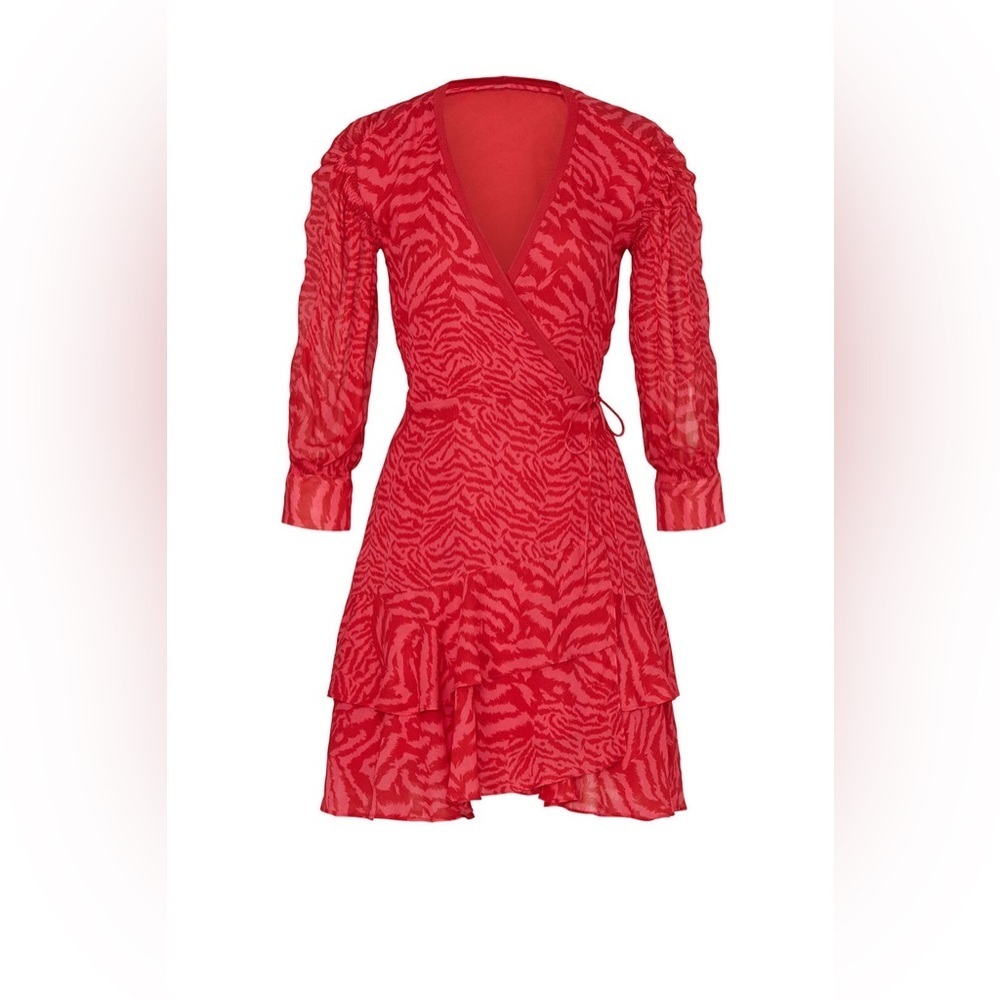 All Saints Keva Remix Red Zebra Print Dress Size XSMALL - Picture 7 of 13